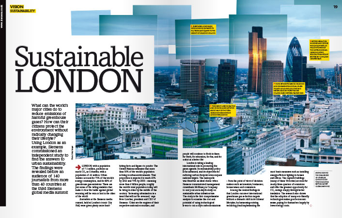 Sustainable London photo montage spread